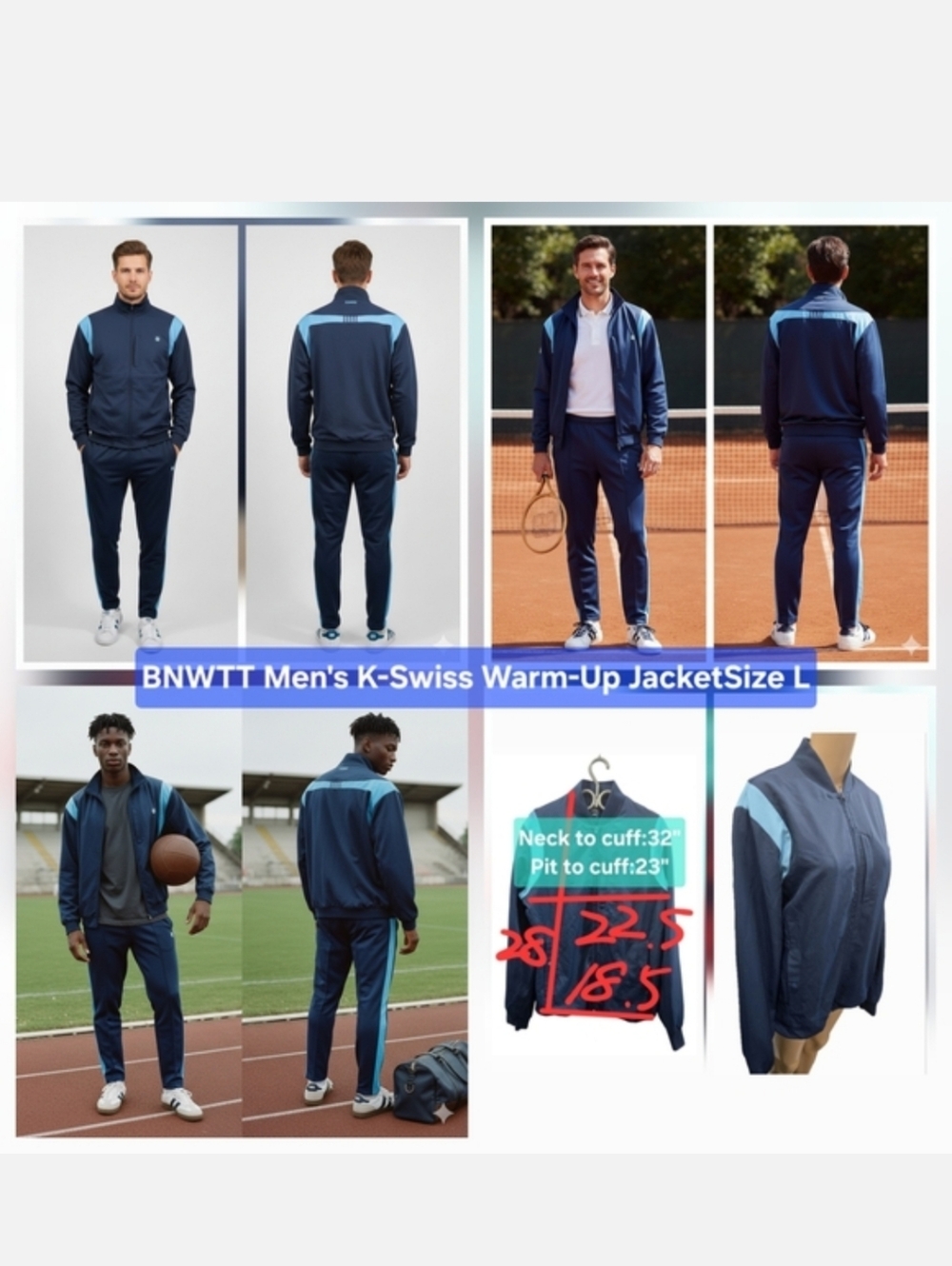 BNWTT ​K-Swiss Heritage Track Jacket Performance Warm-Up Size L​
